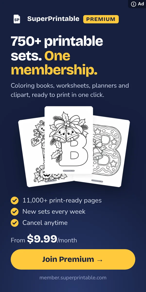 SuperPrintable Premium: 750+ printable sets, one membership. From $9.99/month.