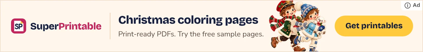 SuperPrintable: Christmas coloring pages, print-ready PDFs