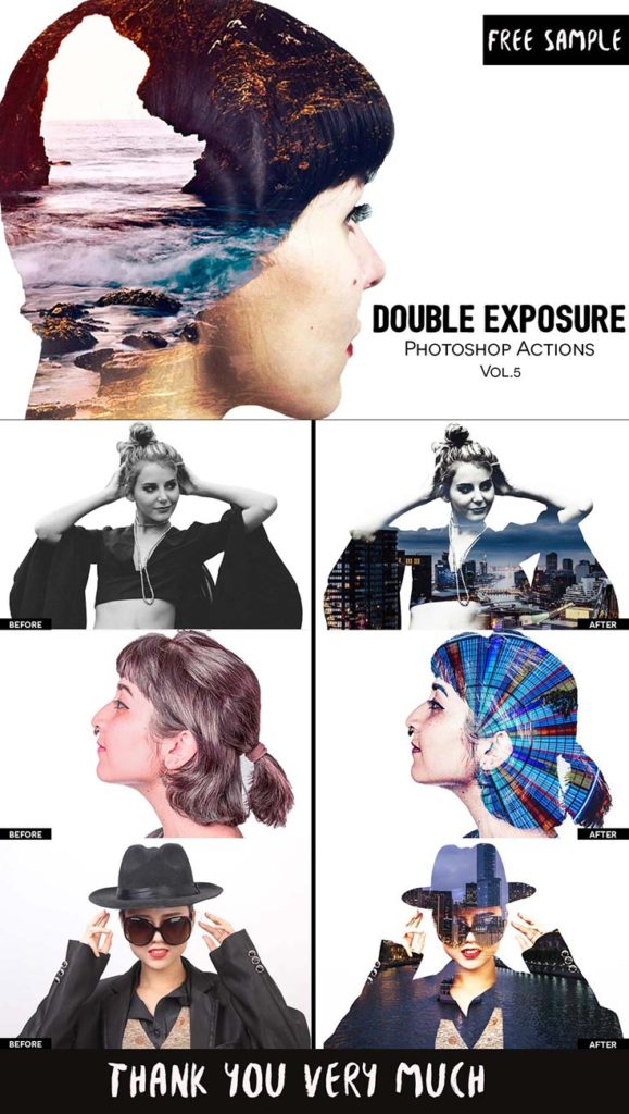 download double exposure photoshop action