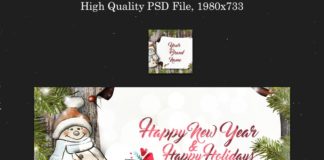 Free Christmas + New Year Facebook Cover PSD