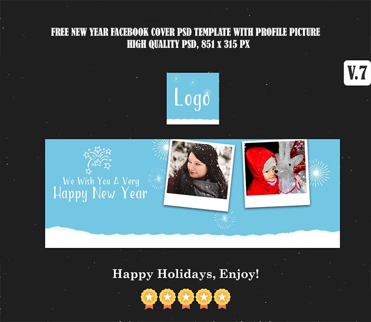 Free New Year Facebook Cover PSD V.7