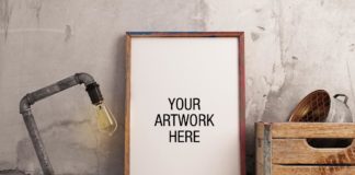 Free Frame Mockup with Industrial Lamp Style