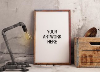 Free Frame Mockup with Industrial Lamp Style