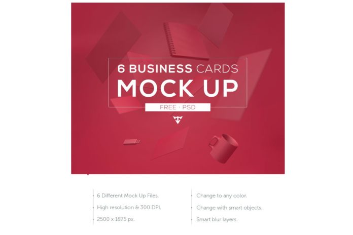 6 Free Business Cards Mockup