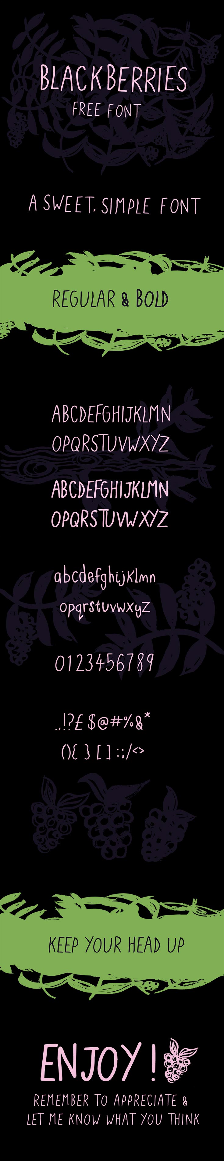 Free Blackberries Handwritten Font Typeface