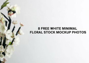 8 Free White Minimal Floral Stock Mockup Photos