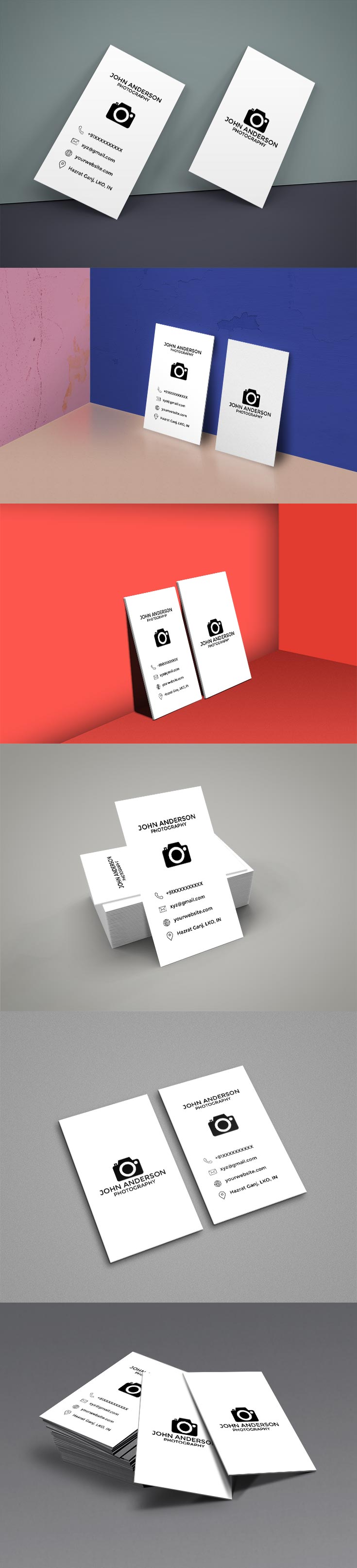 Free Photography Vertical Business Card