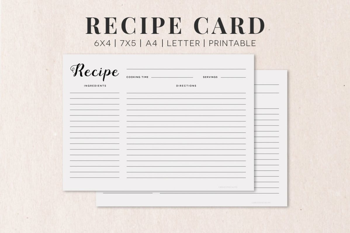 5x7 recipe card template for word
