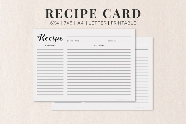 Free Cooking Recipe Card Template RC1