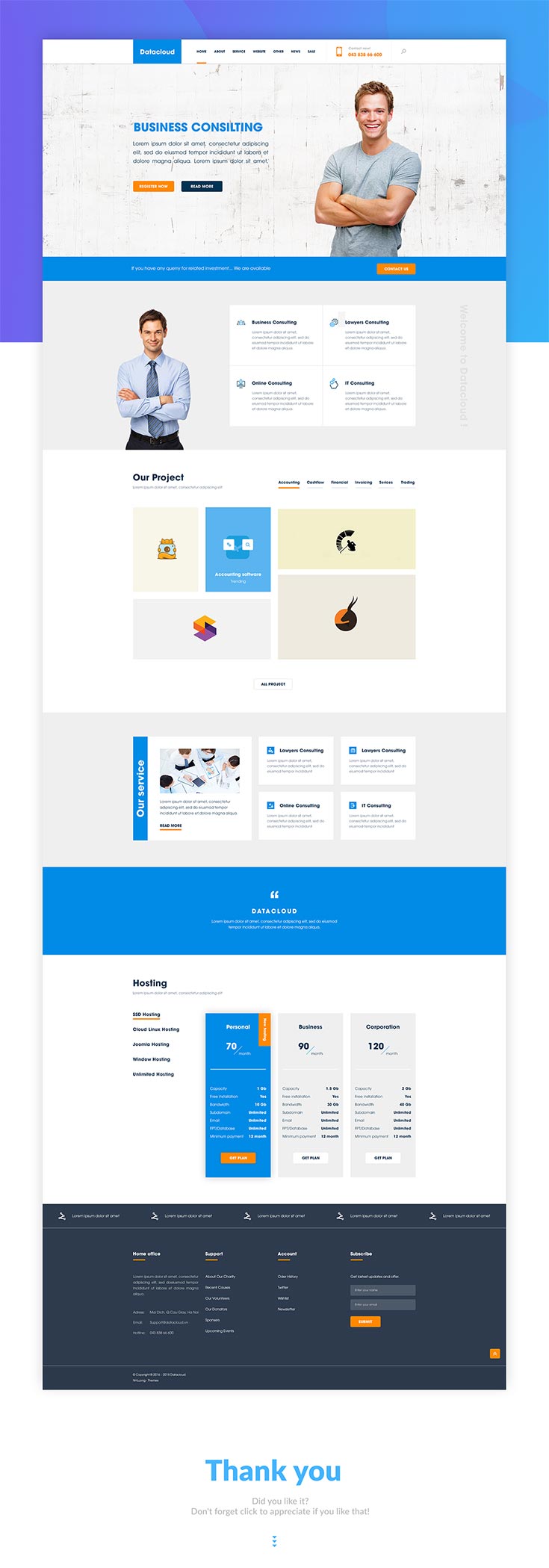 Free Datacloud Home Page Redesign PSD