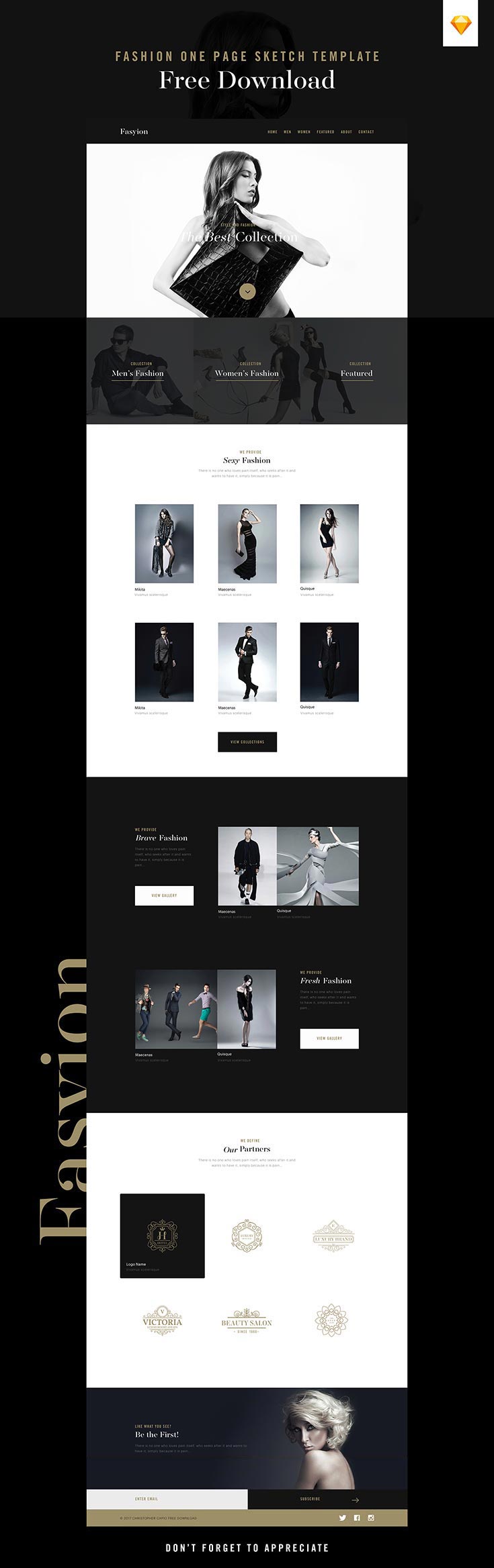 Free Fashion One Page Sketch Template