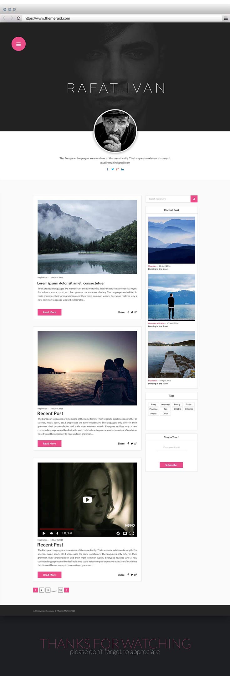 Free Personal Blog Website Template