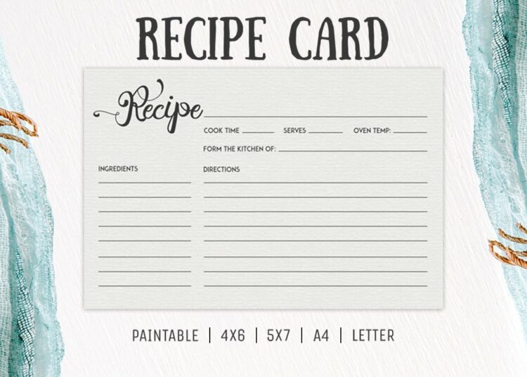 Free Cooking Recipe Card Template RC2