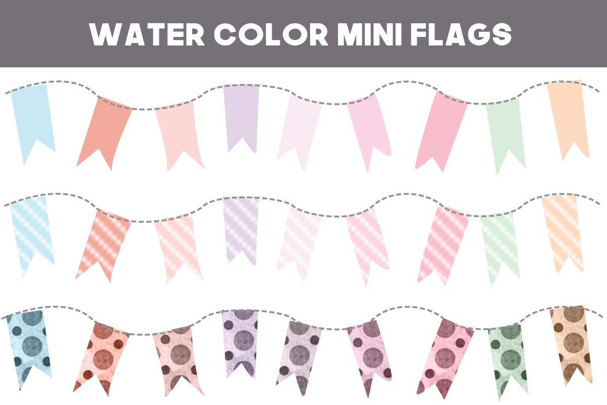 36 Free Water Color Mini Flag