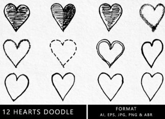 Hearts Doodle Clipart