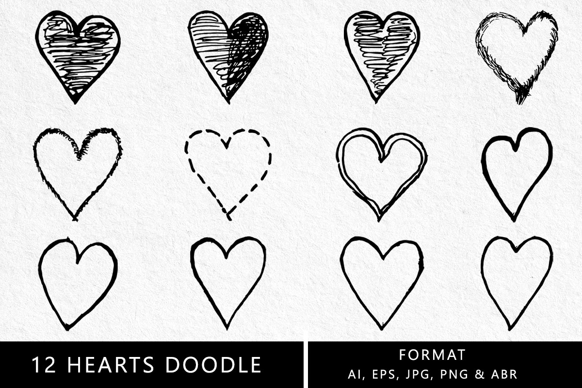 Hearts Doodle Clipart