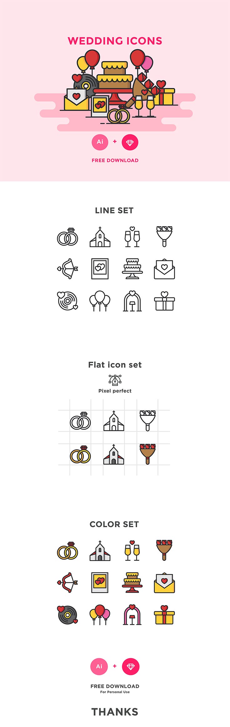 Free Wedding Vector Icons Set