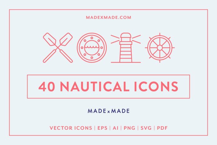 40 Free Nautical Line Icons
