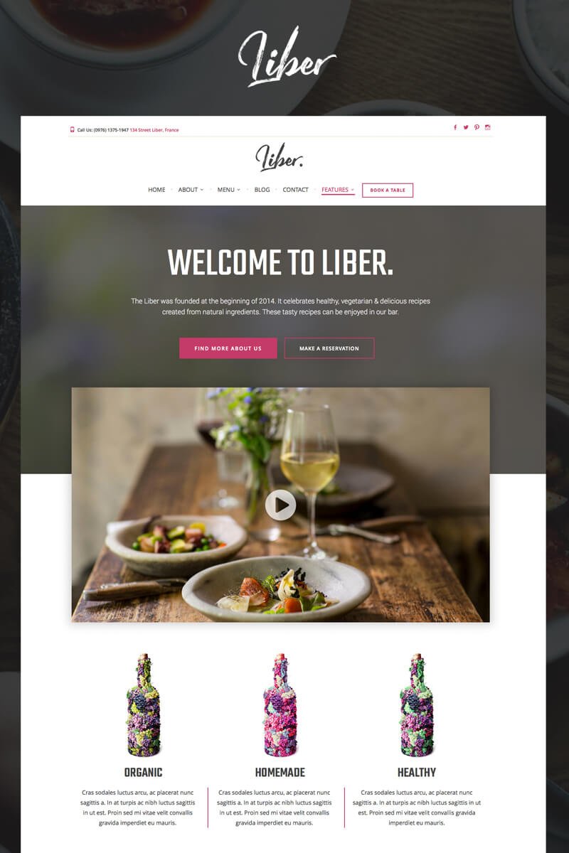 Liber - Restaurant & Bar WordPress Theme WordPress Theme