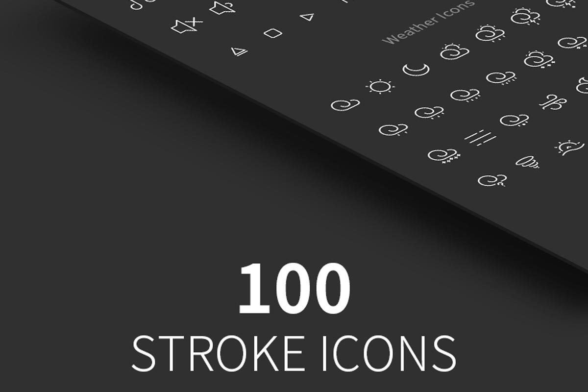 Free 100 Stroke Icons PSD