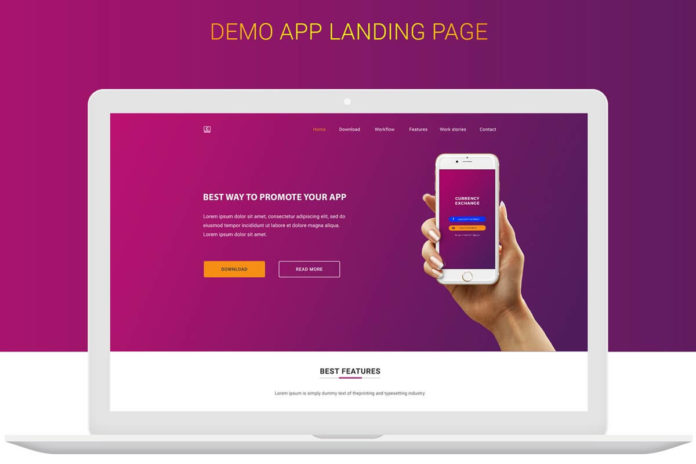 Free Money Exchange App Landing Page Design PSD ...
