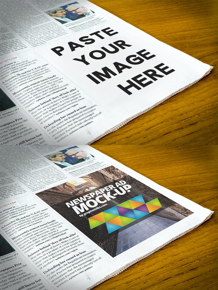 Free Newspaper Advert Mockup PSD