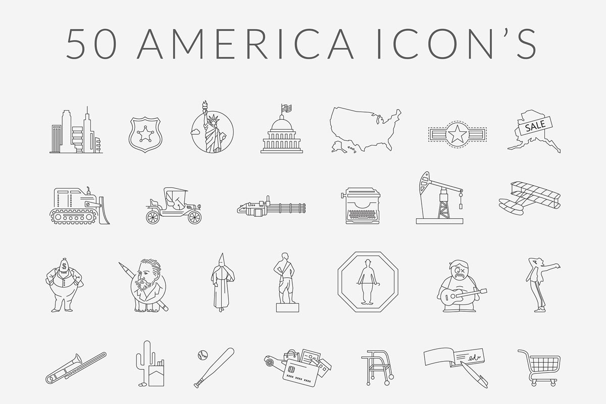 Free 50 America Set Vector Icons