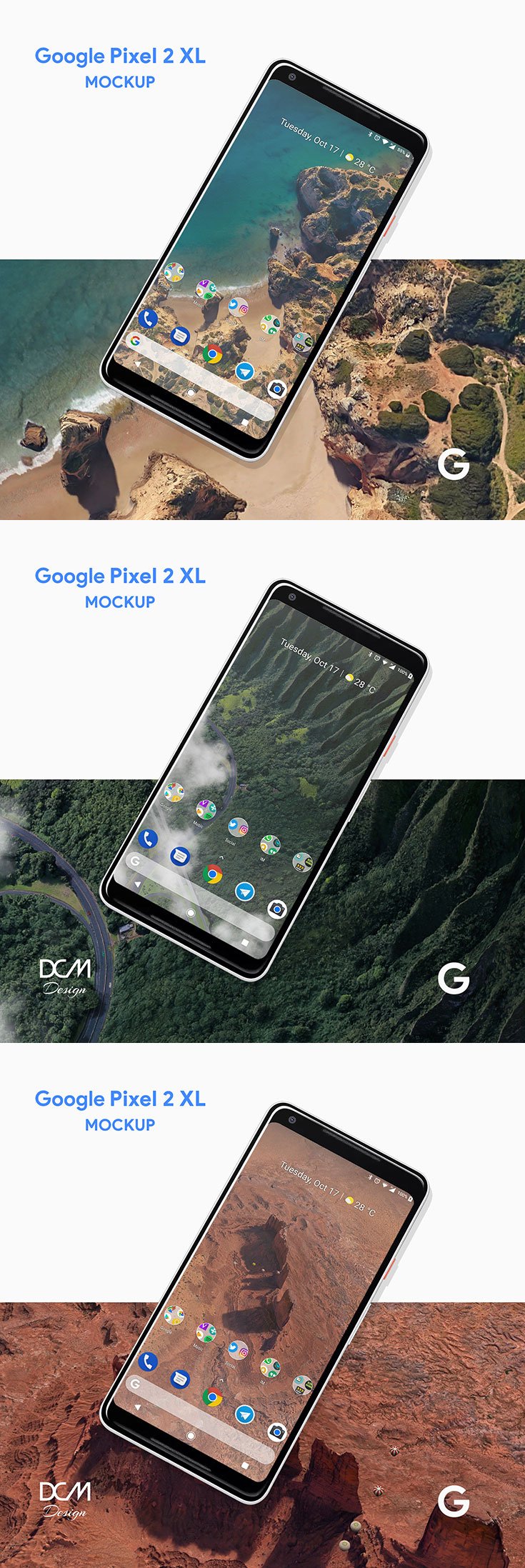 Free Google Pixel 2 XL PSD Screen Mockup