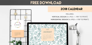 Free 2018 Floral Calendar Design