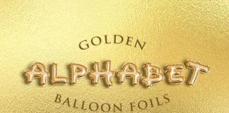 Free Golden Alphabet Balloon Foils PSD