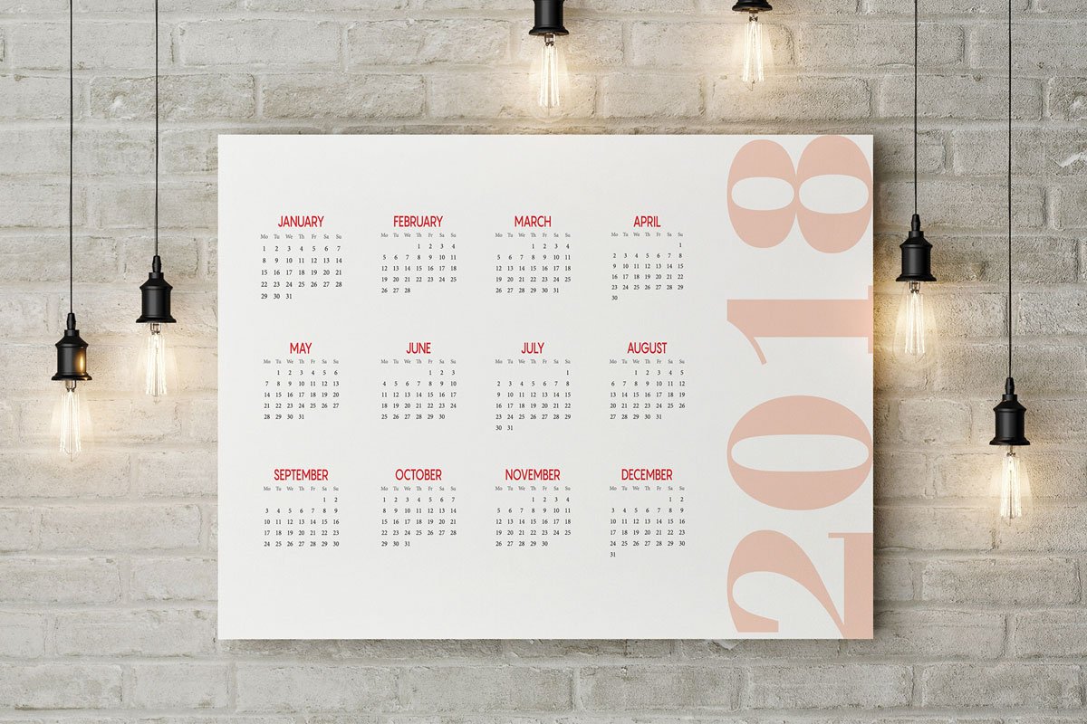 Free 2018 Printable Wall Calendar Template