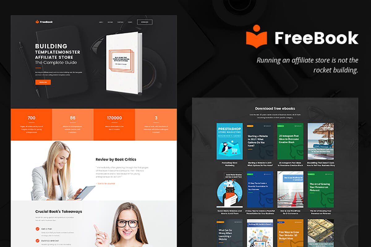 Free FreeBook Landing Page WordPress Theme