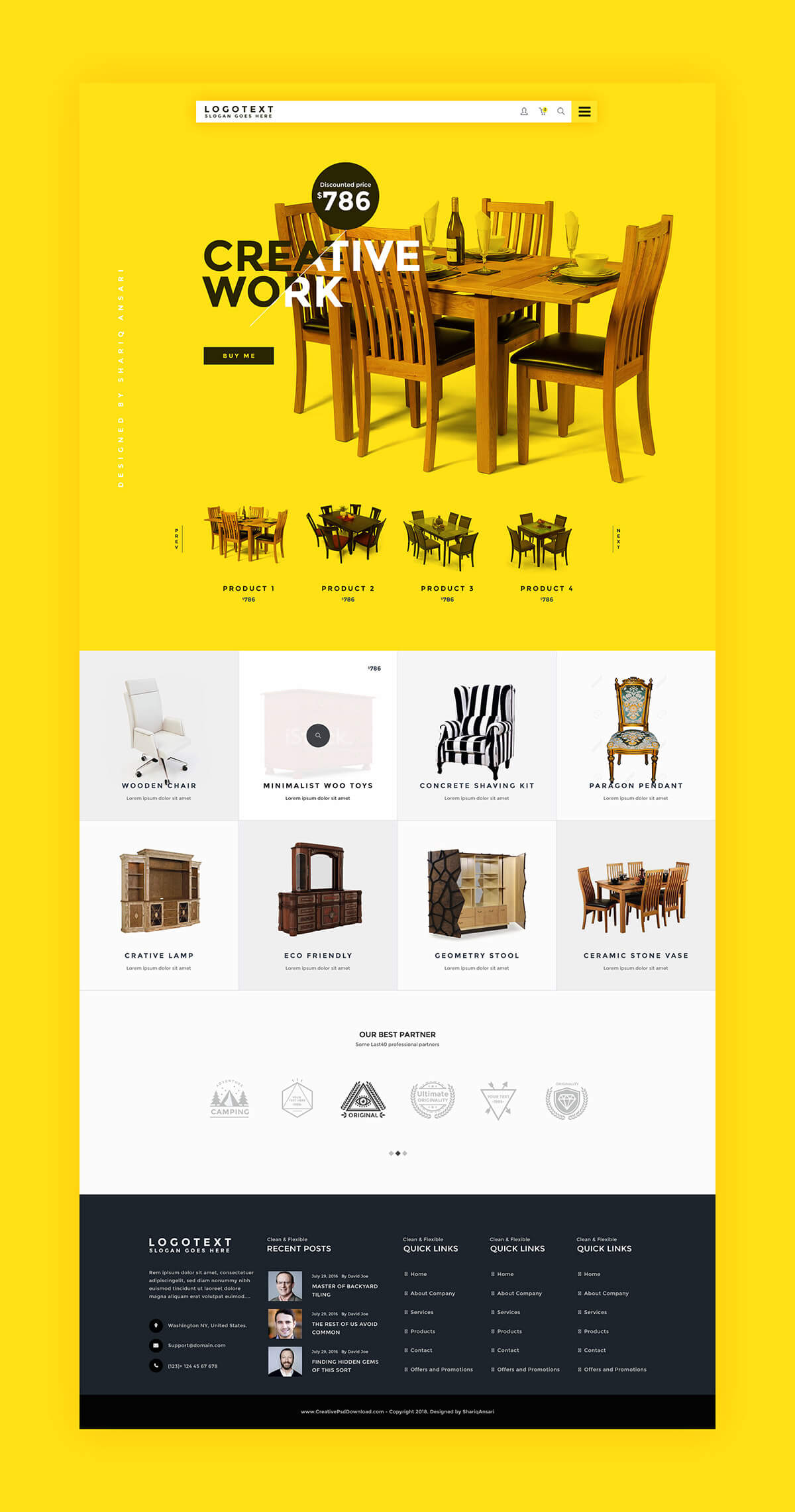 Free Furniture Website Template PSD