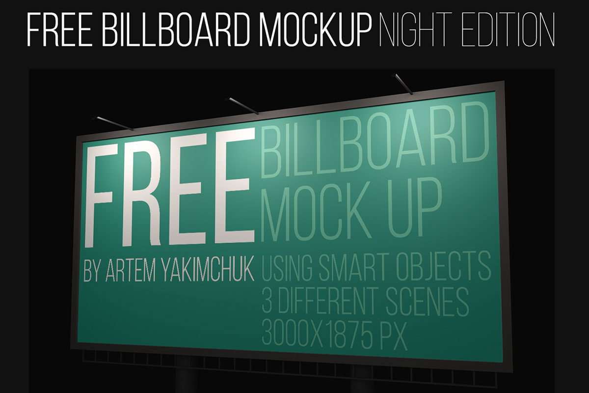 Free Night Billboard Mockups
