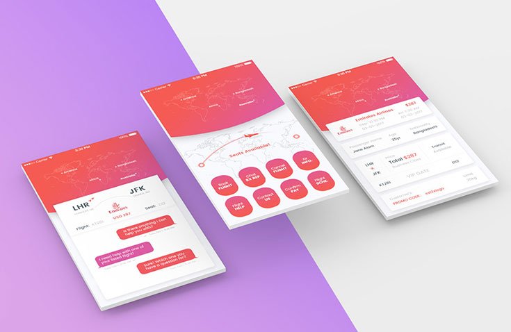 Free Perspective Mobile App Screens Mockup is a perspective view mockup of mobile app screens, you can easily present your app design in this mockup.