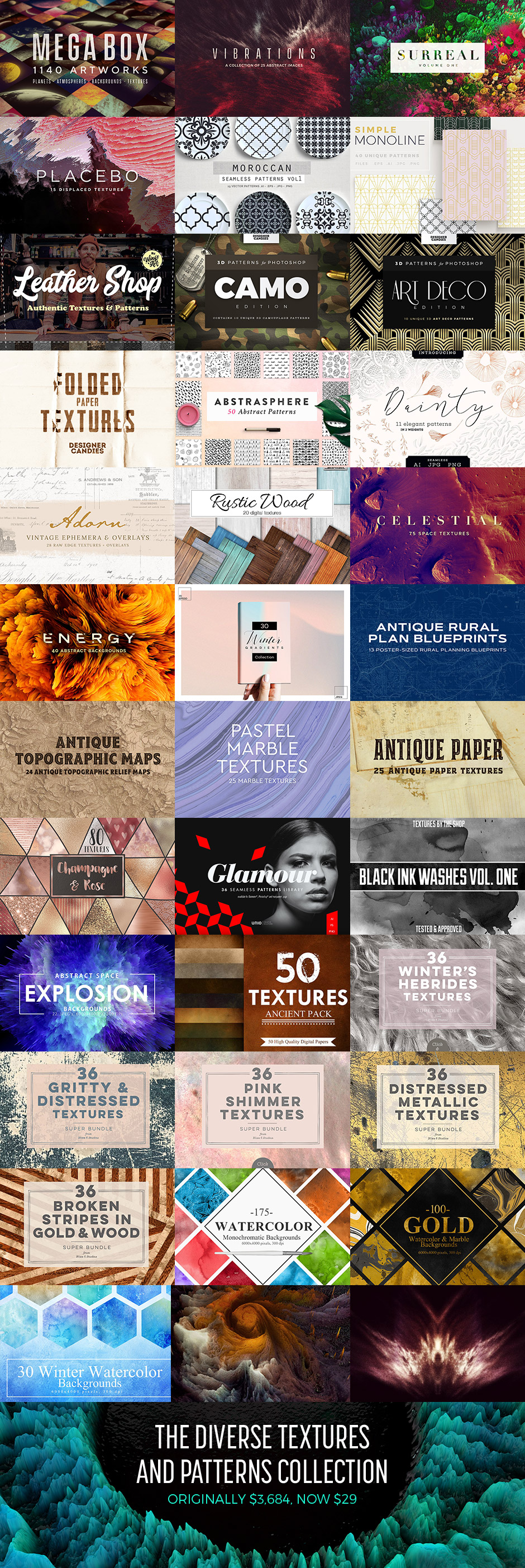 The Diverse Textures and Patterns Collection Just $29