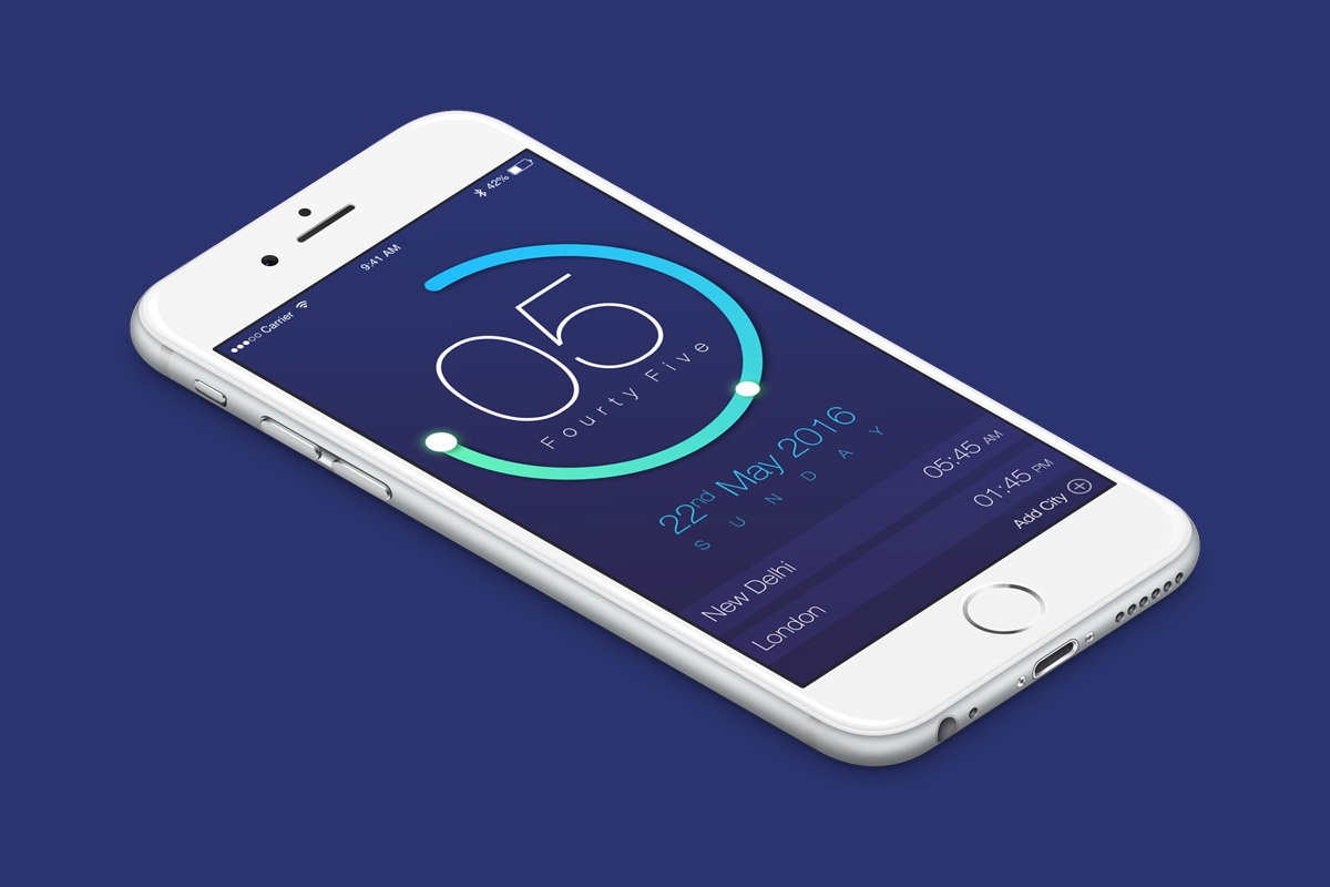 Free Clock App UI Design PSD