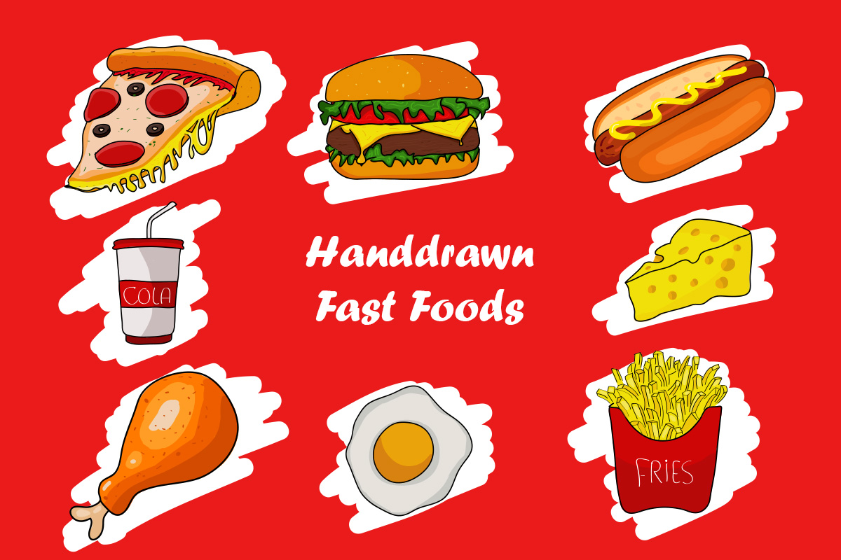 Free Handdrawn Fast Foods Vector