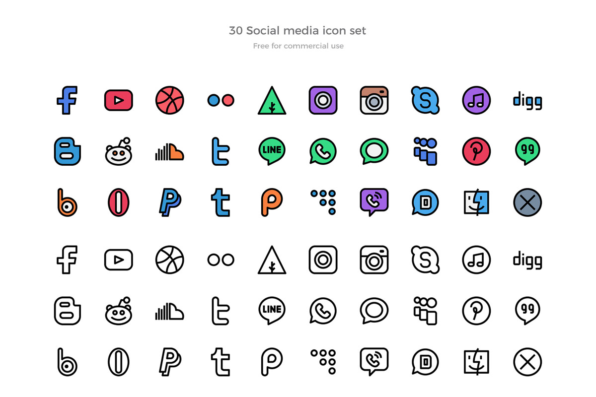 30 Free Social Media Icon