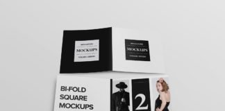 Free Bi-Fold Square Brochure Mockup