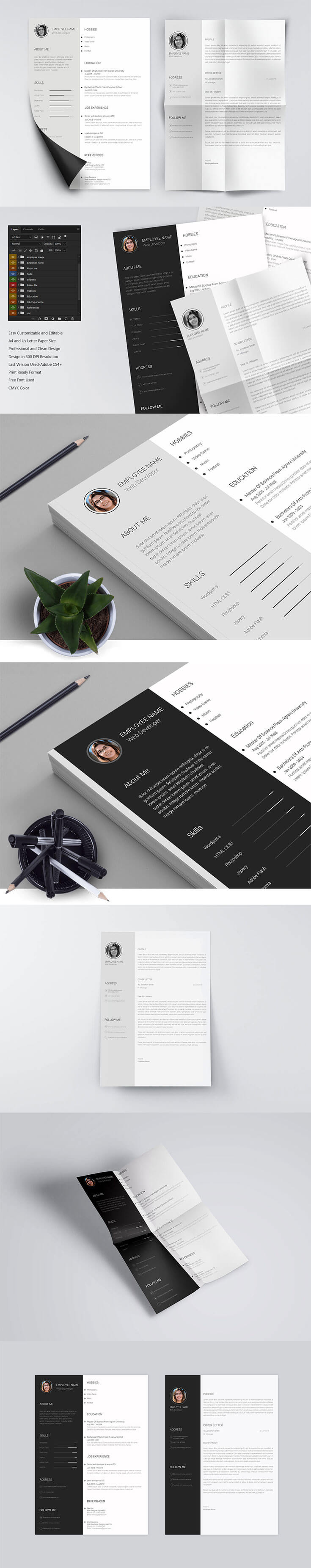 Free Minimo #Minimal #Resume PSD #Template is a clean and simple creative resume template to get your dream job. It is available in PSD file format, so easy to customize to give it your own unique personal touch.