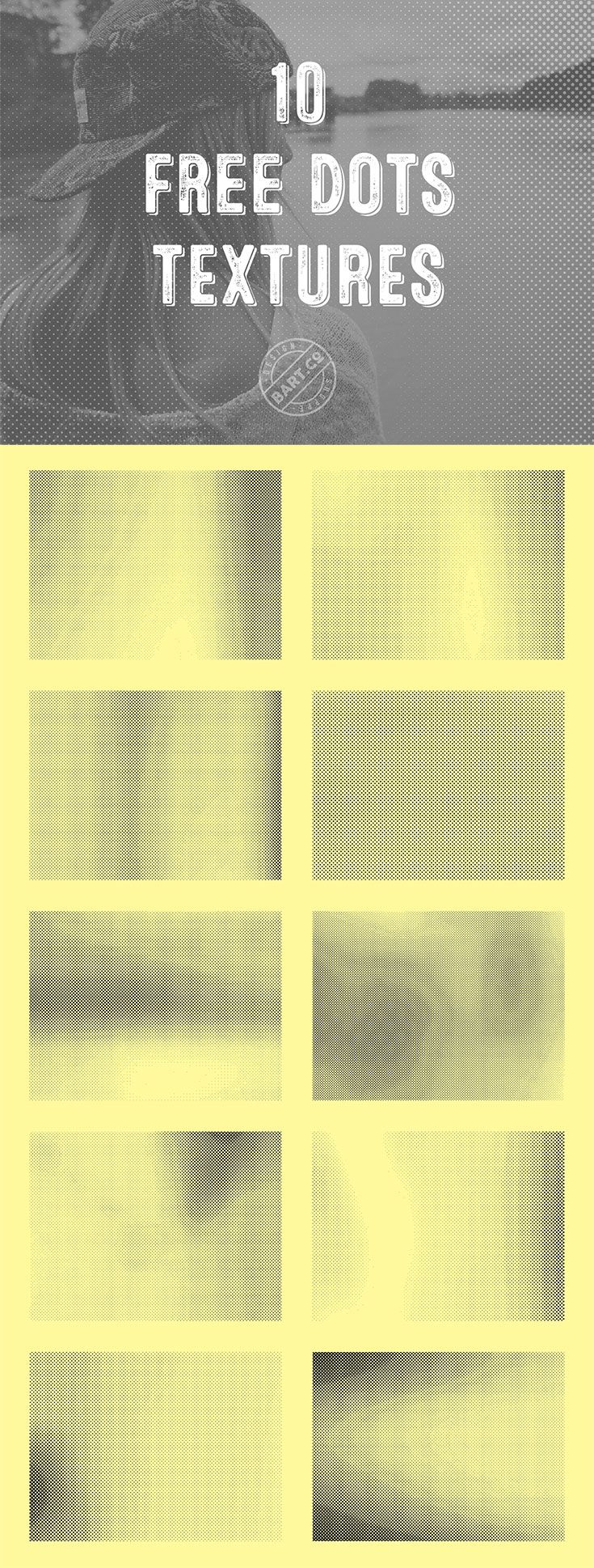 10 Free #Halftone #Dots #Textures is coming for you from Bartosz Wesolek. It is available to you in AI, EPS, SVG, and PNG file format and very well organized in folders. All the files are fully customizable. Also, you can always resize it as big as you ever need.