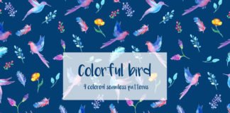 Free Colorful Bird Illustration Vector Pattern