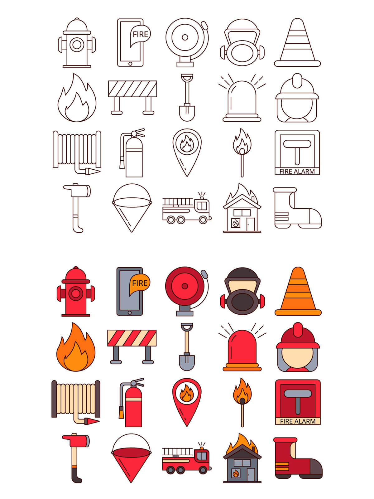 Free Firefighter Vector Icon Set