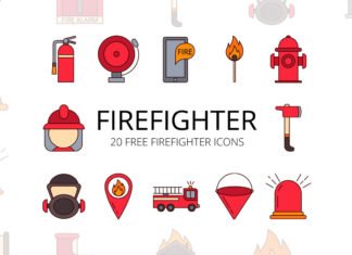 Free Firefighter Vector Icon Set
