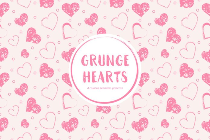 Free Grunge Hearts Seamless Pattern