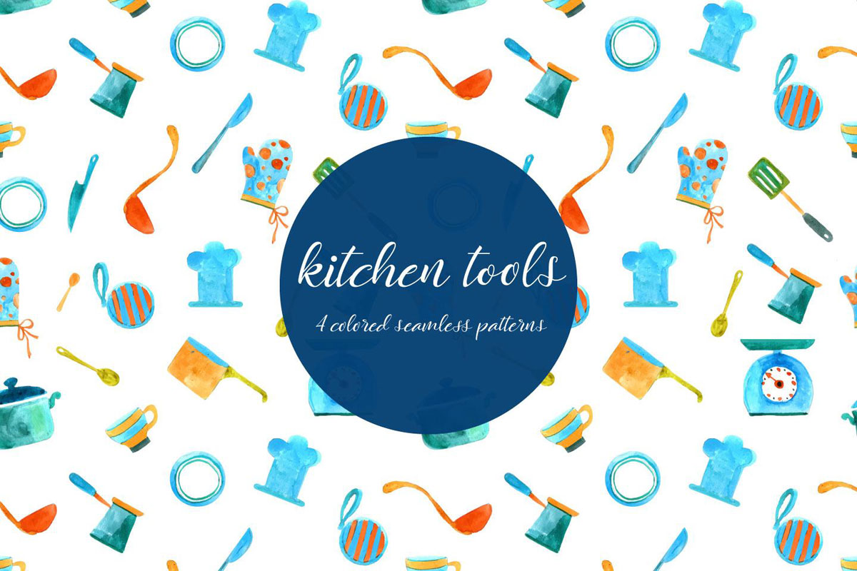 Kitchen Tools Illustration Vector Pattern