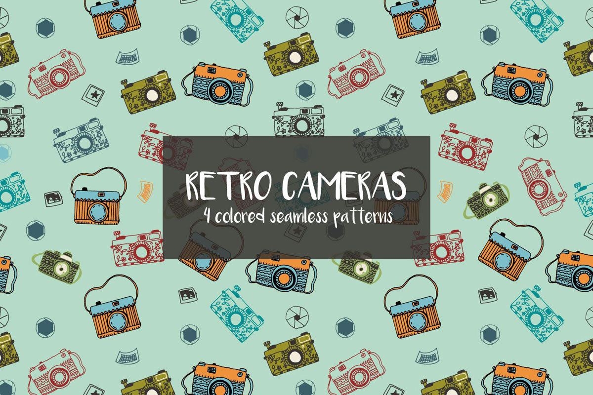 Free Retro Cameras Vector Pattern