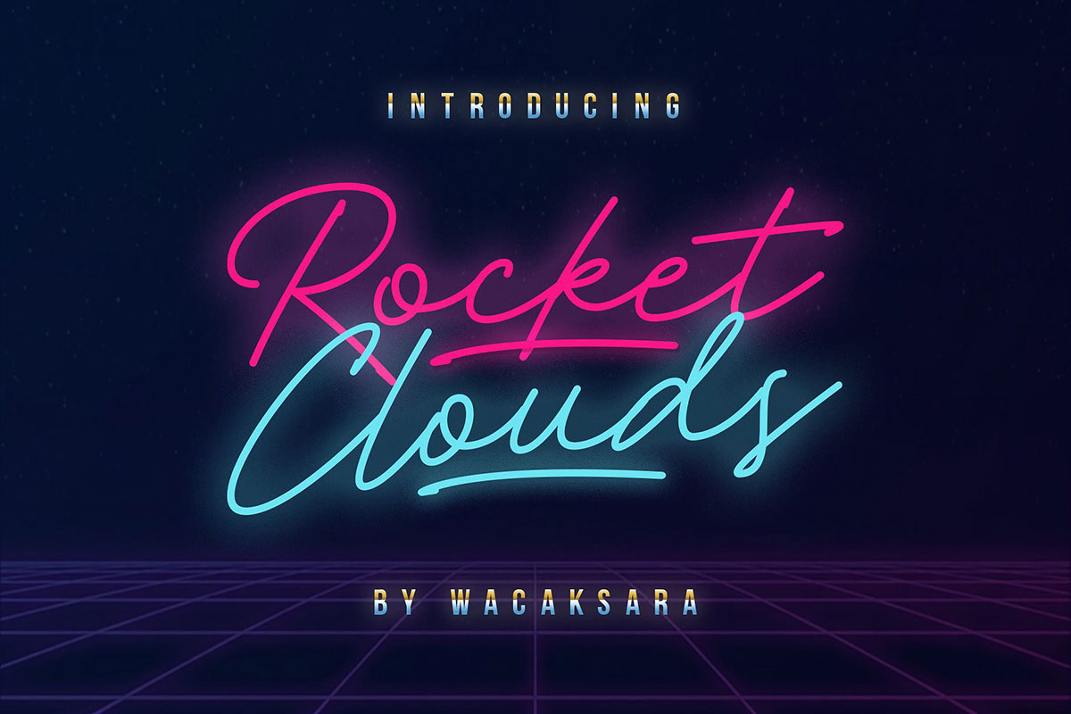 Free Rocket Clouds Script Font