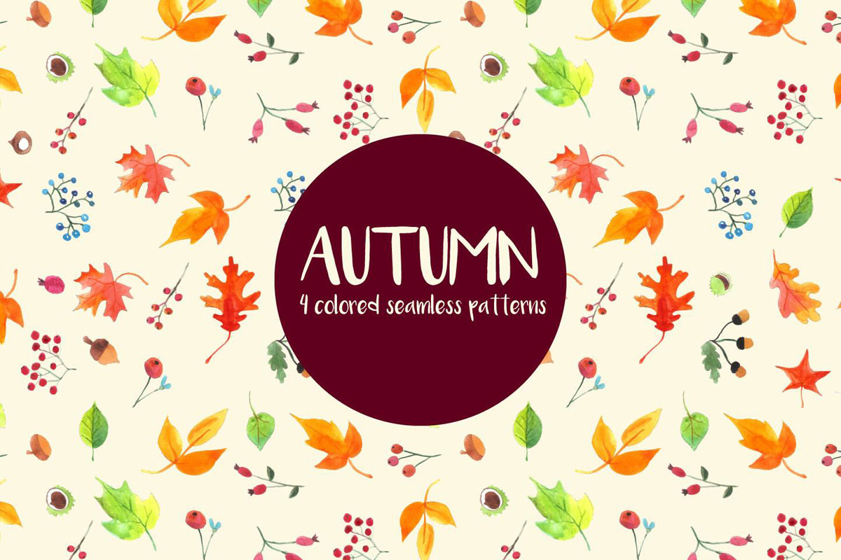 Free Watercolor Autumn Vector Seamless Pattern